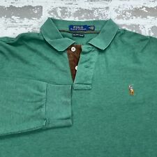 Camisa polo Ralph Lauren para hombre verde mediano manga larga Pima suave tacto poni de carne segunda mano  Embacar hacia Argentina