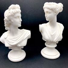 Artemis Diana And Apollo Miniature Busts White Bisque Greek Gods 6.5” Academia, used for sale  Shipping to South Africa