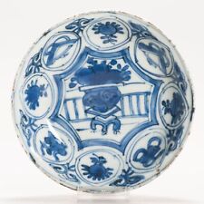 Antiguo plato de porcelana china Kraak siglo 17 con cesta de flores, usado segunda mano  Embacar hacia Argentina
