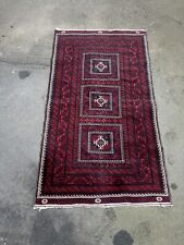 VINTAGE BALUCHI RUG, HAND MADE WOOL PERSIAN RED CARPET  175cm X 98cm for sale  Shipping to South Africa