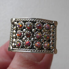 925 Sterling Silver Red Gilson Fire Opal Ring Size P 1/2 Handmade Unusual for sale  STAMFORD