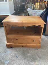 Solid Natural Brown Pine TV Unit Cabinet Stand with Drawer, used for sale  Shipping to South Africa