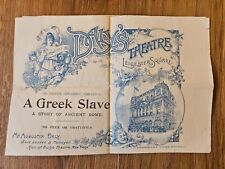 1898 Programme 'A Greek Slave' by Brandon Thomas at Daly's Theatre for sale  Shipping to South Africa