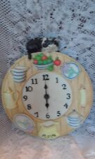 Vintage Kitchen Wall Clock Round with Kitty Cat Breakfast Theme Quartz Movement for sale  Shipping to South Africa