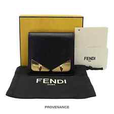 🔴 Carteira Bifold Fendi 6CC Monster Eyes - Couro Preto Dourado, usado comprar usado  Enviando para Brazil