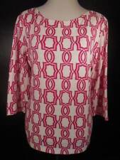 Beautiful Women's Size 2 Chico's Pink & White Geometric Design Knit Blouse segunda mano  Embacar hacia Argentina