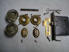 Hardware de puerta antiguo con perillas de puerta diana de buey de vidrio segunda mano  Embacar hacia Argentina