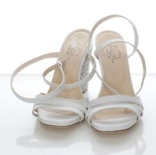 05-55 $ 545 Sz 39 M Women Agl Leather Dora Ankle Wrap Wedge Sandal In White, used for sale  Shipping to South Africa