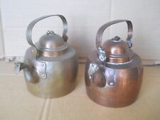 Pair antique copper kettles w handlebar moustache SWEDEN 18th century, used for sale  Shipping to Canada
