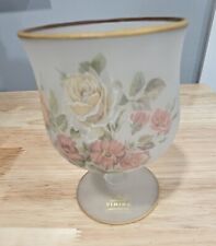 Used, Viking White Frosted Floral Pedestal Stemmed Vase Gold Rim 1970s Vintage  for sale  Shipping to South Africa
