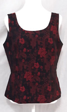 Blusa regata Kasper preta e vermelha floral totalmente forrada com zíper lateral tamanho 10, usado comprar usado  Enviando para Brazil