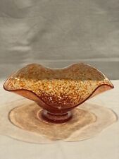 Blown Stretch Glass Art Pedastal Bowl Stamped BAGI Clear With Orange Chips for sale  Shipping to South Africa