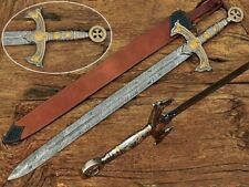 Espada de cavaleiro templário personalizada aço Damasco feita à mão espada da era medieval presente. comprar usado  Enviando para Brazil