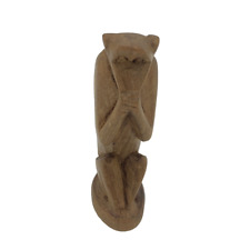 Small Carved Wood Speak No Evil Monkey Figurine 3.25” Miniature for sale  Shipping to South Africa
