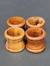 Juego de 4 anillos de servilleta de madera vintage de 4 bordes acanalados cocina de 1,5" de ancho segunda mano  Embacar hacia Argentina