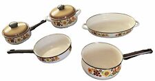 Used, Vintage’70’s Harvest Blossom Porcelain Enamel 7  Piece Cookware Set for sale  Shipping to South Africa
