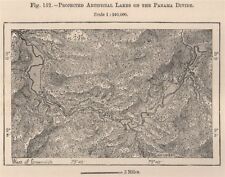 Gráfico de mapa antigo projetado de lagos artificiais no Panamá dividir 1885 comprar usado  Enviando para Brazil