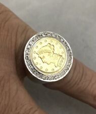 Berloque anel moeda amuleto simulado corte redondo diamante folheado a ouro amarelo 14K 2 quilates, usado comprar usado  Enviando para Brazil