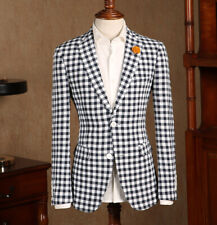 Blazer esportivo preto branco xadrez verão ternos masculinos 2 botões jaqueta personalizada comprar usado  Enviando para Brazil