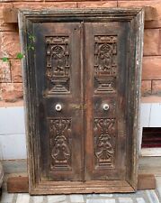 Teak wood window carved lord Krishna heavy frame rustic heavy antique jharokha for sale  Shipping to South Africa