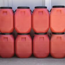 15 GALLON STORAGE CONTAINER Barrel Drum Heavy Orange Plastic Screw Top Handle 50 for sale  Santa Barbara