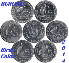 Monedas de Burundi lista 5 francos 2014 pájaros cálao cola de pelusa águila cigüeña segunda mano  Embacar hacia Mexico