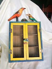 Cute Rustic Vintage Wooden Cabinet w/birds: spice rock curio shadow box for sale  Shipping to South Africa