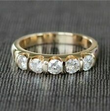 2Ct Round Real Moissanite Half Eternity Wedding Band Ring Solid 14K Yellow Gold for sale  Shipping to South Africa
