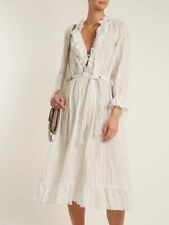 ZIMMERMANN Talla 1 Rayas Corsair Midi Blanco con Volantes Vestido Diseñador Boho segunda mano  Embacar hacia Argentina