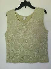Rafael Sleeveless Popcorn Texture Tank Top Light Seafoam Green Sequins Size M for sale  Shipping to South Africa