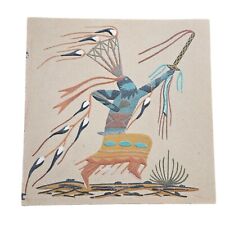 Pintura de arena de indios nativos americanos a bordo bailarín apache arte vintage 12x12" segunda mano  Embacar hacia Argentina