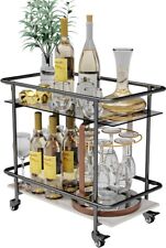 Luxury Modern Serving Cart on Lockable Wheels, Mobile Home Coffee Station Metal  for sale  Shipping to South Africa