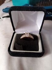 Used, 925 Sterling Silver Gold Tone CZ Ring Sz 8.5 Princess Cut, Beautiful Preowned for sale  Shipping to South Africa