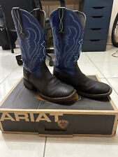 Ariat Men’s Fast Time Square Toe Mens Western Cowboy Boots Coffee/Blue Hurricane for sale  Shipping to South Africa