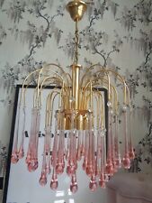 ~ stunning large vintage paulo venini Murano chandelier ~ pale pink drops ~ tweedehands  verschepen naar Netherlands