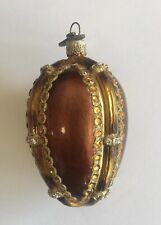 JAY STRONGWATER Brown Egg Ornament Swarovski Crystal with Gold Band Elements for sale  Shipping to South Africa