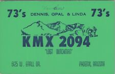 Cartão postal rádio CB QSL KMX-2094 Dennis Opal Linda Newlin década de 1960 Phoenix Arizona, usado comprar usado  Enviando para Brazil