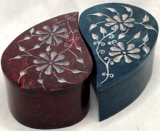 Mercado Mundial Lágrima em forma de pedra esculpida / Pedra sabão Trinket Box Pair comprar usado  Enviando para Brazil