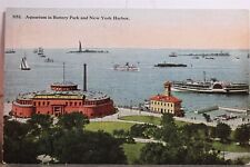 Cartão postal antigo antigo vintage cartão vista postagem New York NYC Harbor Battery Park aquário comprar usado  Enviando para Brazil