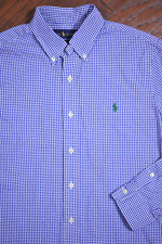 Camisa Polo Ralph Lauren L/S Botão Frontal Azul Gingham Slim Fit Masculina Média M, usado comprar usado  Enviando para Brazil