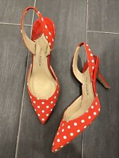 Paul Andrew Passion Red Twill Polka Dot Slingbacks Size  for sale  Shipping to South Africa