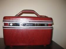 Used, Vintage Samsonite Silhouette Train Case Hard Shell Burgundy Mirror Name Tag Case for sale  Cleveland