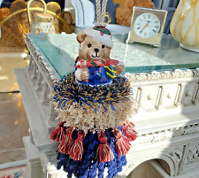 Bear Tassel Ornament Christmas Decoration Tassel Hand painted Hand sewn FLAW for sale  Shipping to South Africa