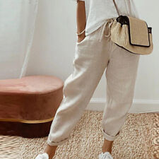 Calças femininas de algodão linho femininas verão casual cintura elástica calcinha comprar usado  Enviando para Brazil