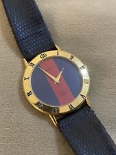 Gucci Watch Series 3001 M caixa dourada mostrador azul vermelho suíço ETA cal 978.002 comprar usado  Enviando para Brazil