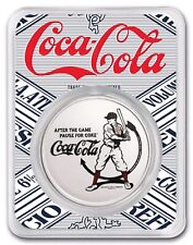 Coca-Cola® Vintage Batter Up 1 oz .999 Plata Coloreada Redonda en TEP segunda mano  Embacar hacia Argentina