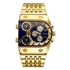 Oulm 9315 Prata Azul Golden Macho Relógio três fusos horários de quartzo relógios de pulso comprar usado  Enviando para Brazil