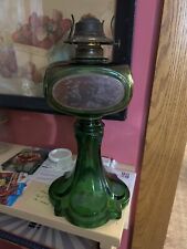 2 green glass lamps for sale  Troy
