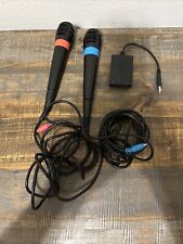 Set of 2 SingStar PS2 Microphones w/ USB Converter Dongle Sony PlayStation 2 & 3, used for sale  Shipping to South Africa