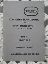 Triumph owner handbook. for sale  PULBOROUGH